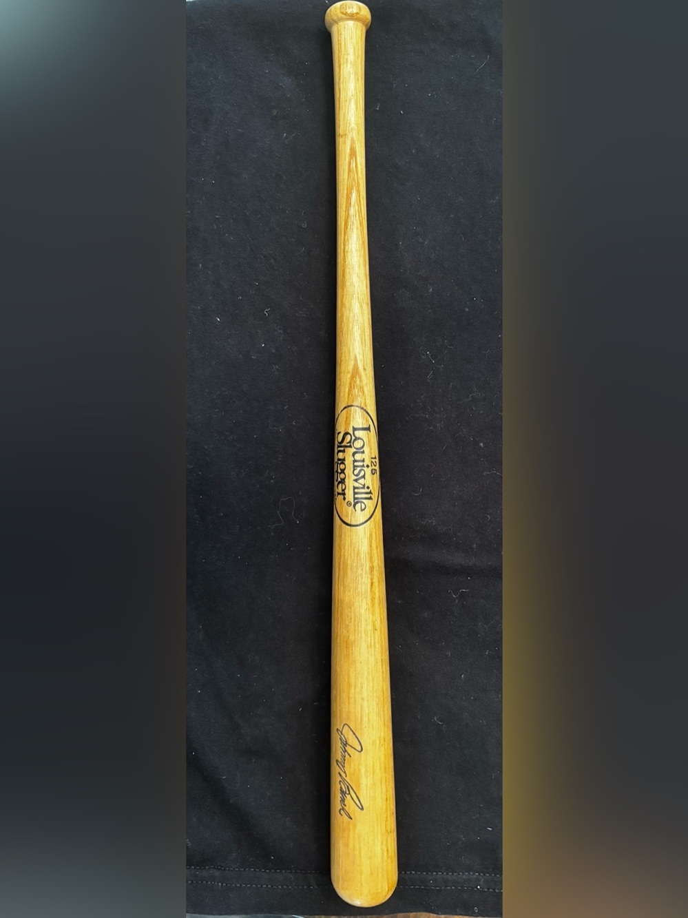 Louisville Slugger Mini Natural Wood Baseball Bat with autograph
